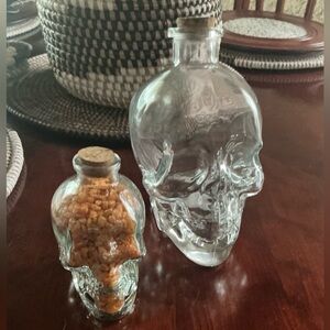 Skull Glass Bottle Set of Two